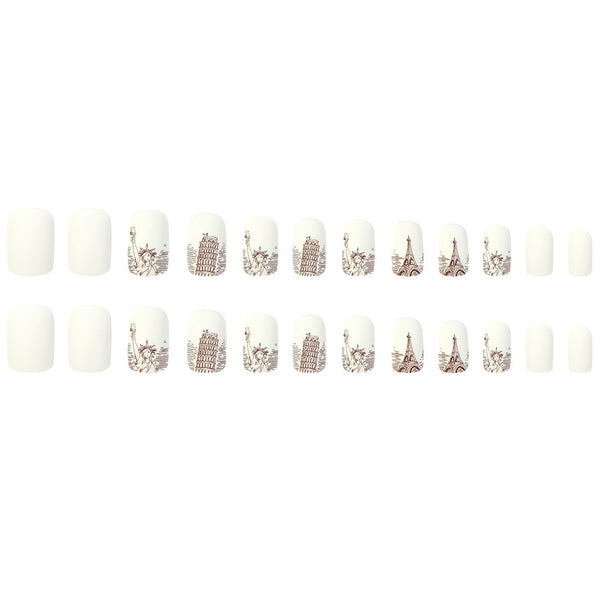 12 Sizes-24 Pcs Press On Nails Y030