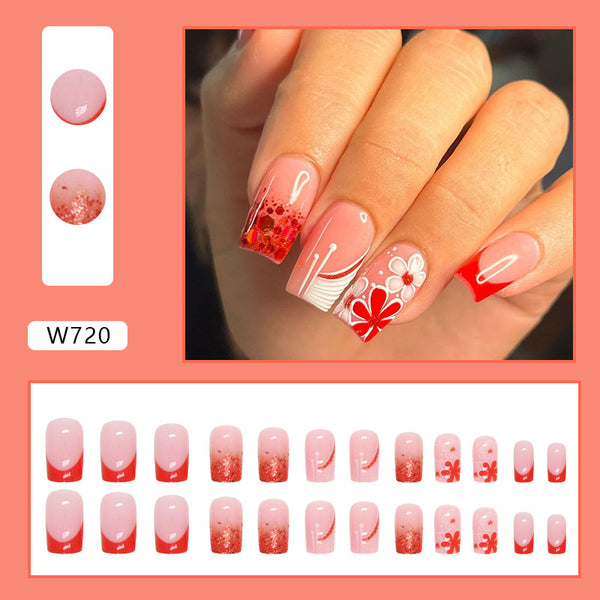 12 Sizes-24 Pcs Press On Nails W682
