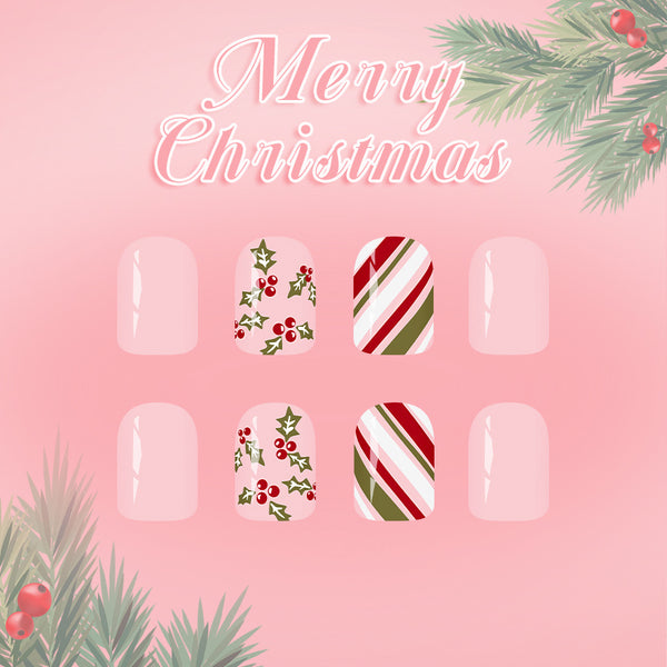 12 Sizes-24 Pcs Press On Nails C1290