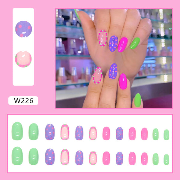 12 Sizes-24 Pcs Press On Nails W202
