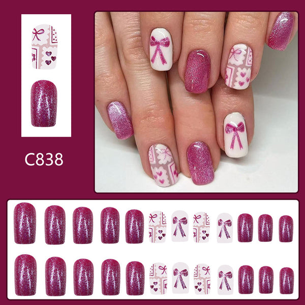 12 Sizes-24 Pcs Press On Nails C838