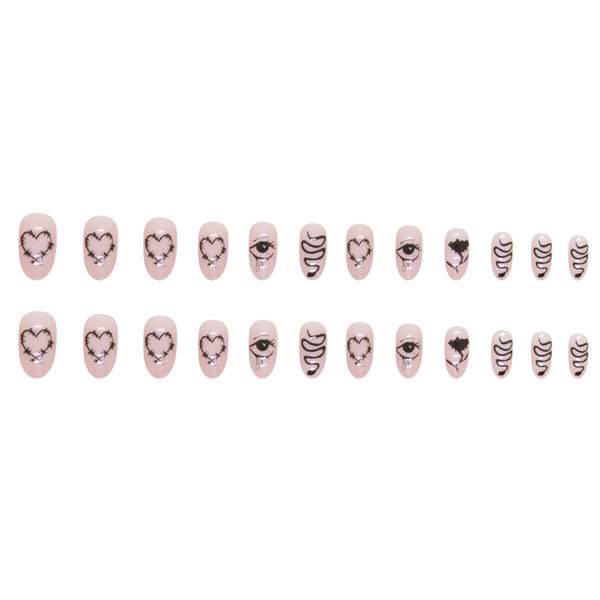 12 Sizes-24 Pcs Press On Nails W558