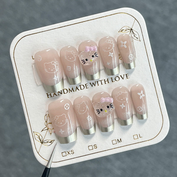 12 Sizes-24 Pcs Press On Nails SP168