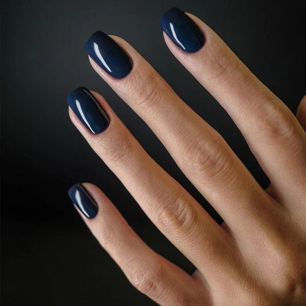 Blue Glossy Medium Square Press on Nails