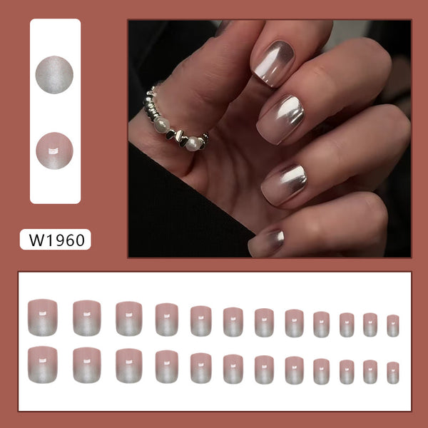 12 Sizes-24 Pcs Press On Nails W1960