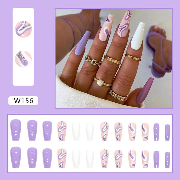 12 Sizes-24 Pcs Press On Nails W156