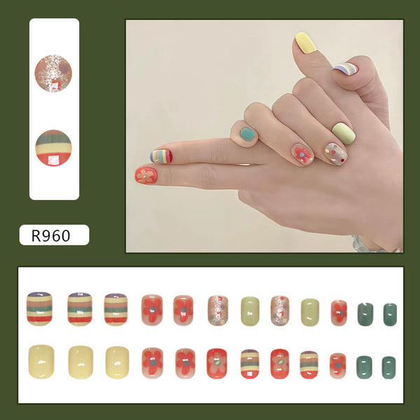 12 Sizes-24 Pcs Press On Nails R960