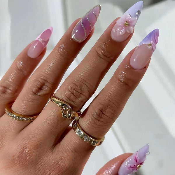 12 Sizes-24 Pcs Press On Nails Y1391