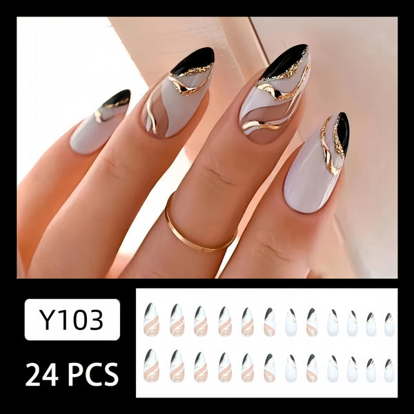 12 Sizes-24 Pcs Press On Nails Y103