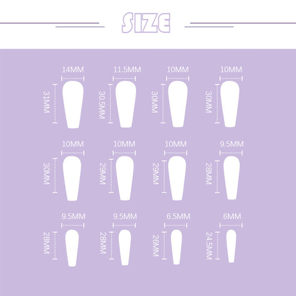 12 Sizes-24 Pcs Press On Nails Z036
