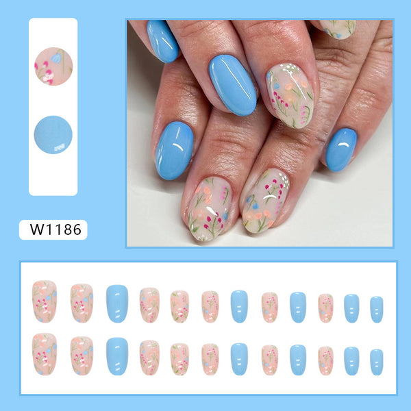 12 Sizes-24 Pcs Press On Nails W1186