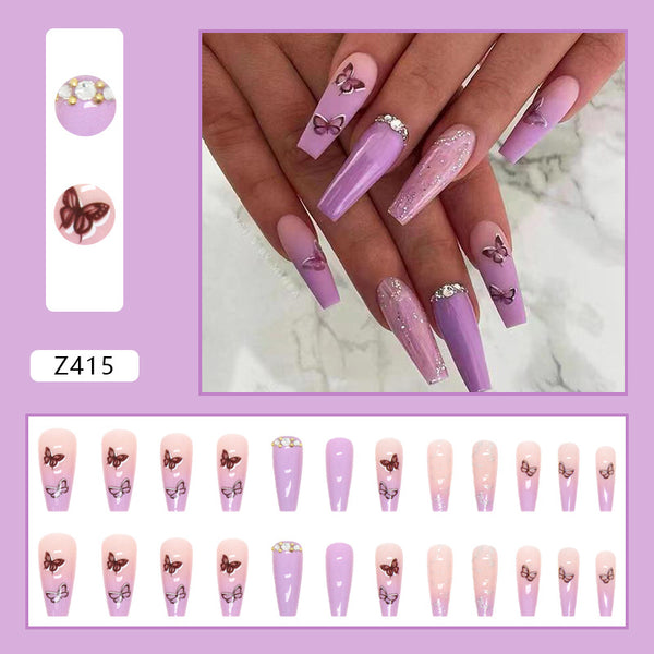 12 Sizes-24 Pcs Press On Nails Z415
