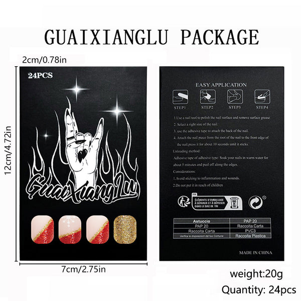 12 Sizes-24 Pcs Press On Nails C1262