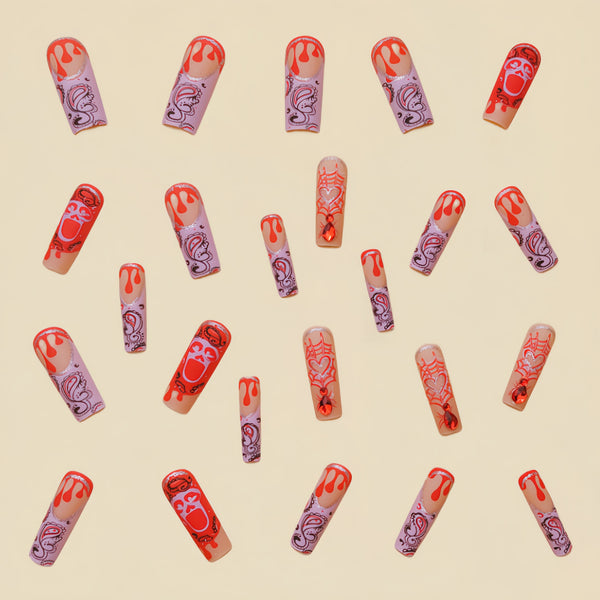 12 Sizes-24 Pcs Press On Nails Y159