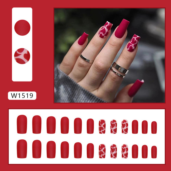 12 Sizes-24 Pcs Press On Nails W1519