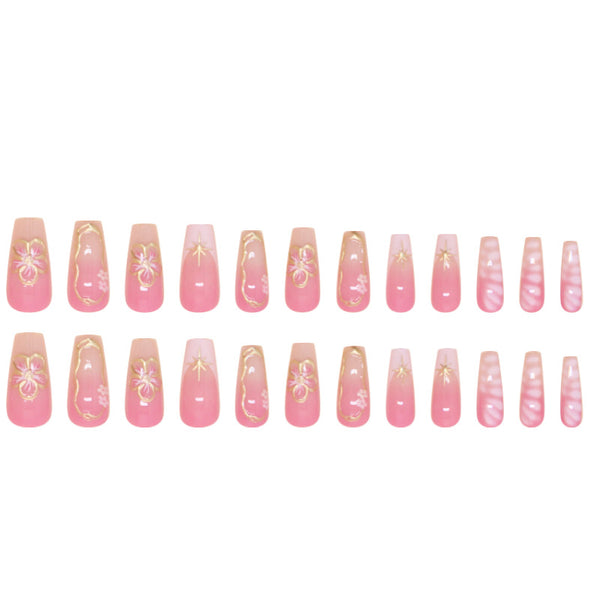 12 Sizes-24 Pcs Press On Nails W1776