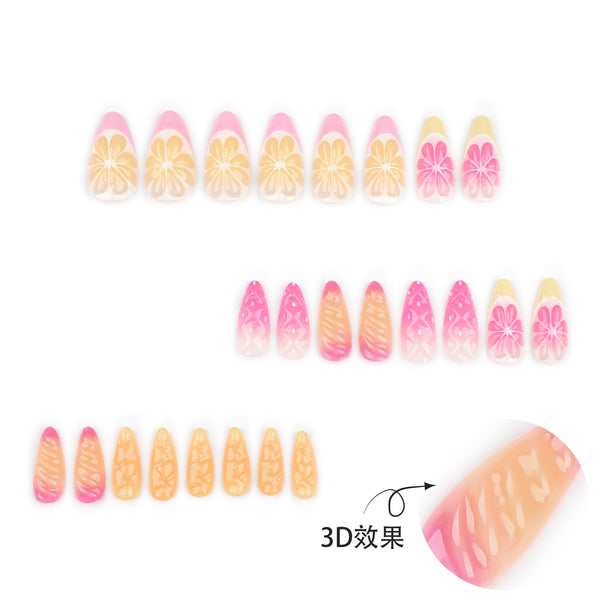 12 Sizes-24 Pcs Press On Nails JP3649