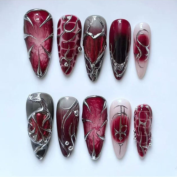 12 Sizes-24 Pcs Press On Nails Z1194