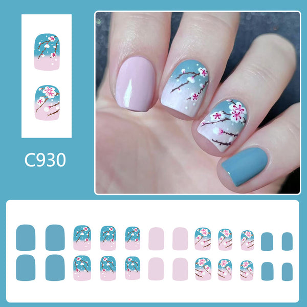 12 Sizes-24 Pcs Press On Nails C930