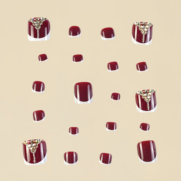 12 Sizes-24 Pcs Press On Nails D018