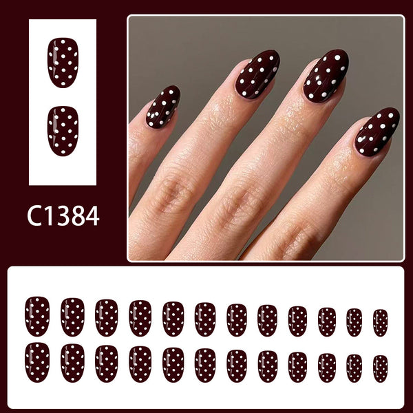 12 Sizes-24 Pcs Press On Nails C1384