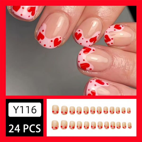 12 Sizes-24 Pcs Press On Nails Y116