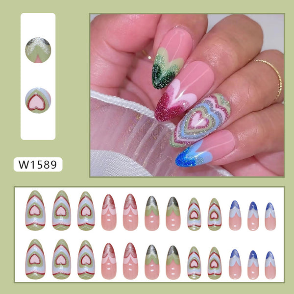 12 Sizes-24 Pcs Press On Nails W1589