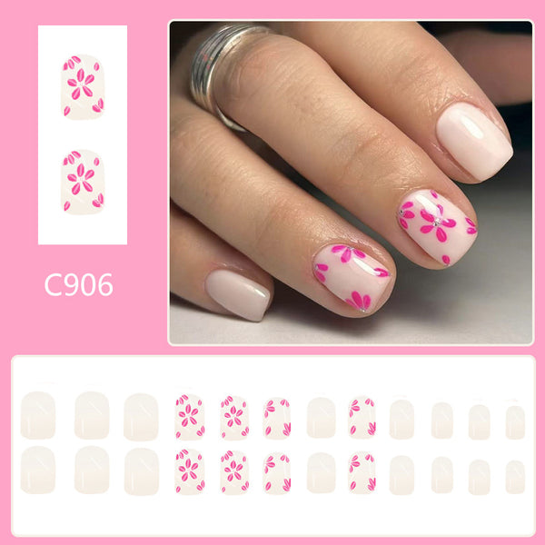 12 Sizes-24 Pcs Press On Nails C906