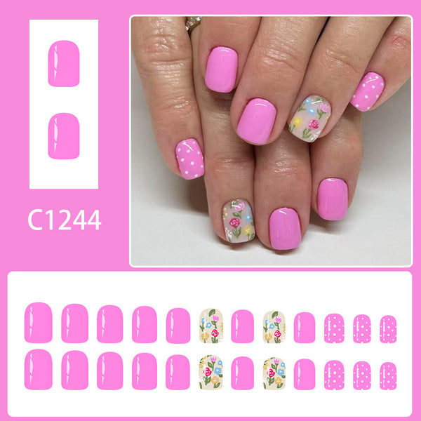 12 Sizes-24 Pcs Press On Nails C1244