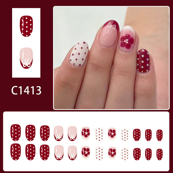12 Sizes-24 Pcs Press On Nails C1413