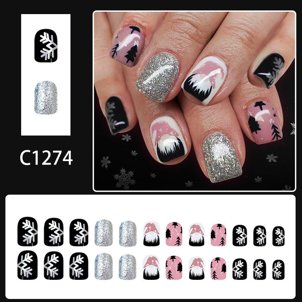12 Sizes-24 Pcs Press On Nails C1274