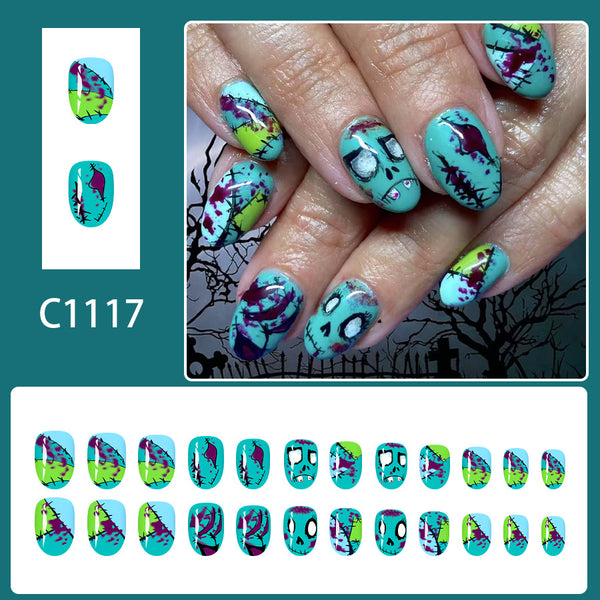 12 Sizes-24 Pcs Press On Nails C1117
