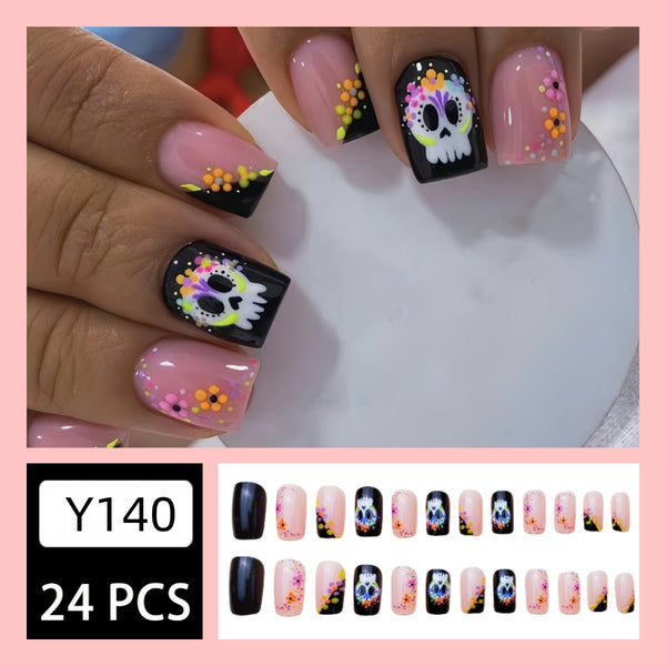 12 Sizes-24 Pcs Press On Nails Y140