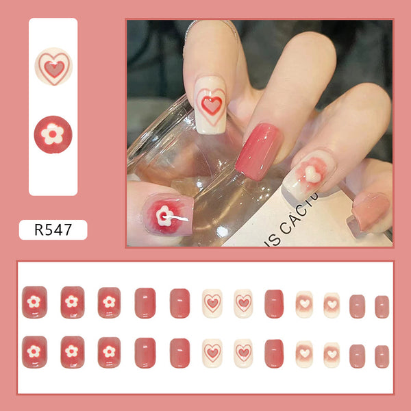12 Sizes-24 Pcs Press On Nails R521