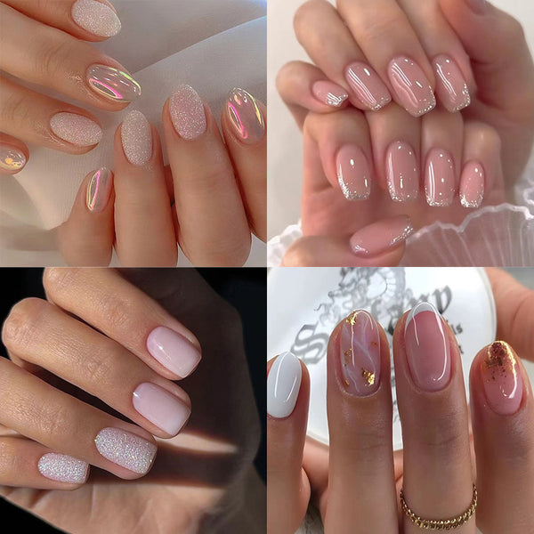 96 Pcs Press On Nails OmbreFrenchGlitter-1-96pcs