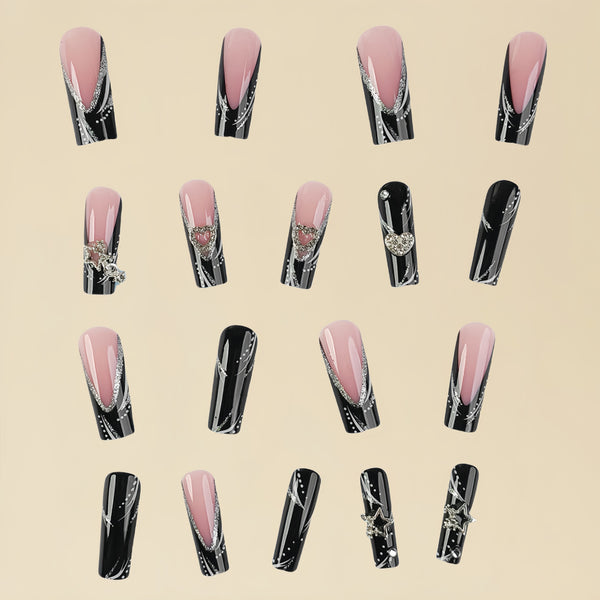 12 Sizes-24 Pcs Press On Nails D005