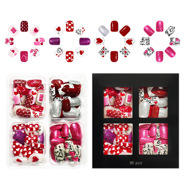 12 Sizes-24 Pcs Press On Nails Vday-3-24pcs