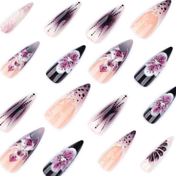 12 Sizes-24 Pcs Press On Nails JP4123