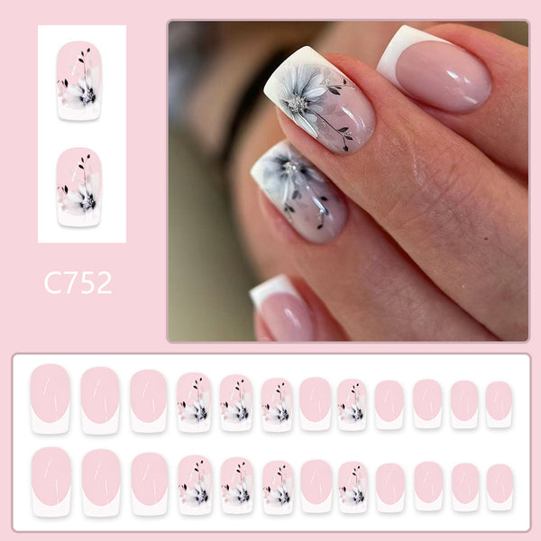 12 Sizes-24 Pcs Press On Nails C752