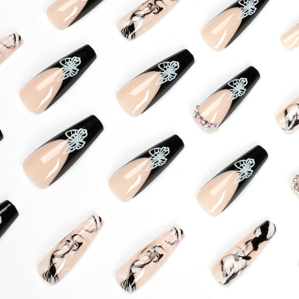 French Glossy Long Press on Nails