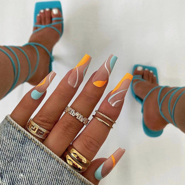 12 Sizes-24 Pcs Press On Nails JP1761