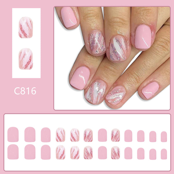 12 Sizes-24 Pcs Press On Nails C816