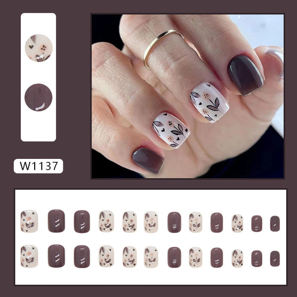 12 Sizes-24 Pcs Press On Nails W1137