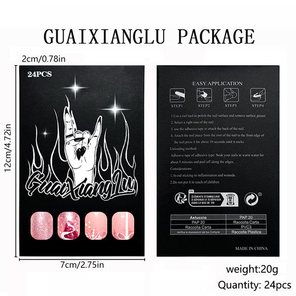 12 Sizes-24 Pcs Press On Nails C1286
