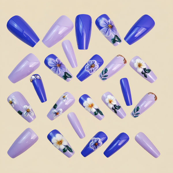 12 Sizes-24 Pcs Press On Nails Y1435