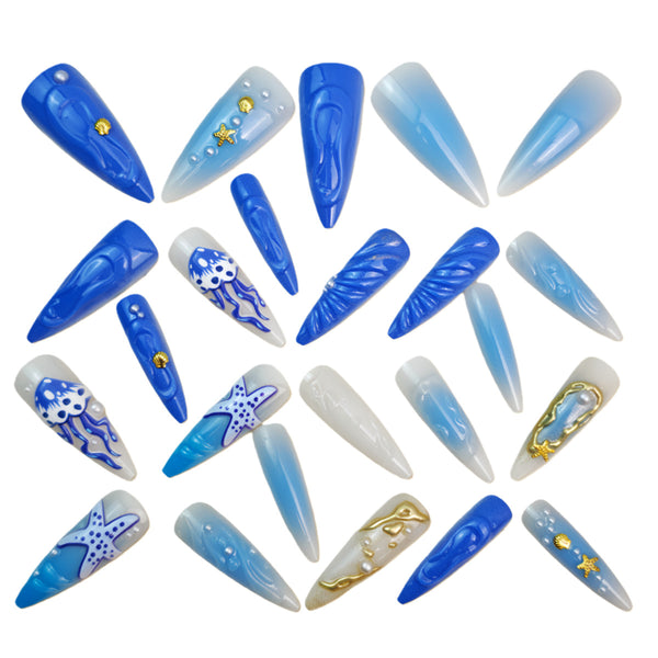 12 Sizes-24 Pcs Press On Nails Y1447