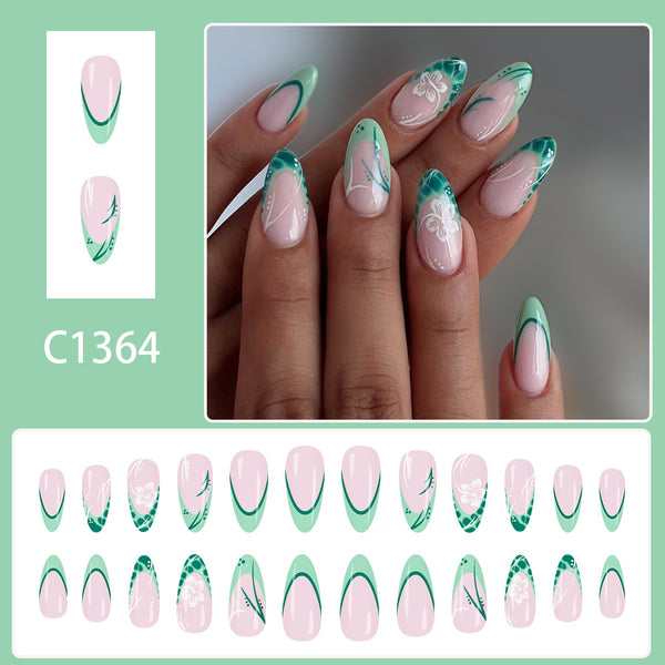 12 Sizes-24 Pcs Press On Nails C1364
