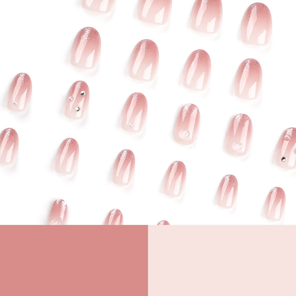 Almond Medium Oval Pink Press on Nails