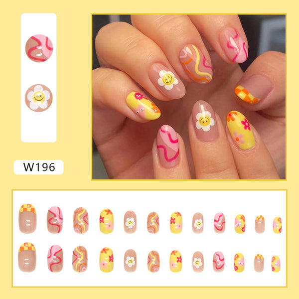 12 Sizes-24 Pcs Press On Nails W196