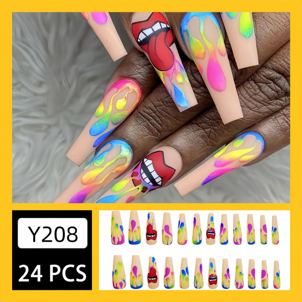 12 Sizes-24 Pcs Press On Nails Y208